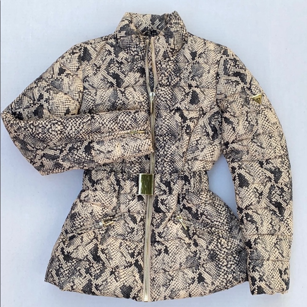 NEW GUESS Lexie Snakeskin Puffer Jacket - Picture 5 of 9